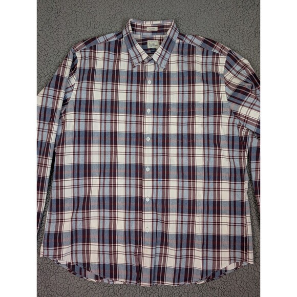 J Crew Men’s Classic Flannel Plaid Shirt Burgundy Button Up Size XL 100% Cotton - Picture 2 of 11